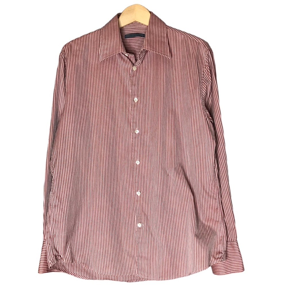 Large John Varvatos Button Up Long Sleeve Dress Shirt Stripes Men’s 15.5 Neck